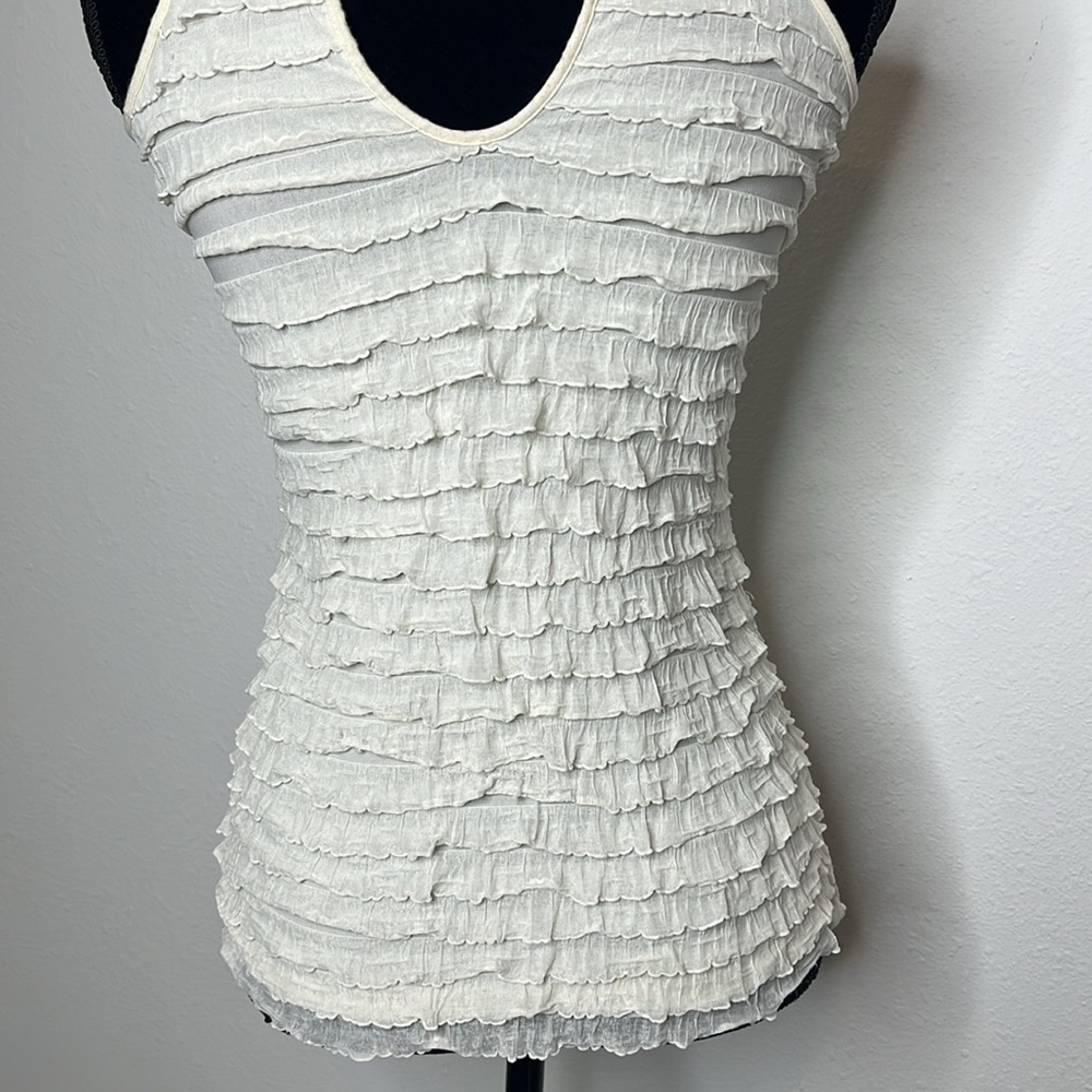 Studio Y Cream Ruffle Halter Tank Top - Picture 8 of 10